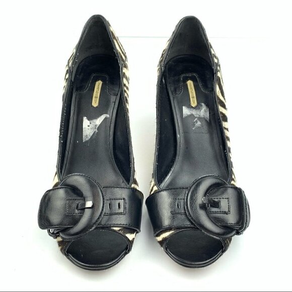 Max studio heels size 6.5 calf hair peep toe - Picture 3 of 12